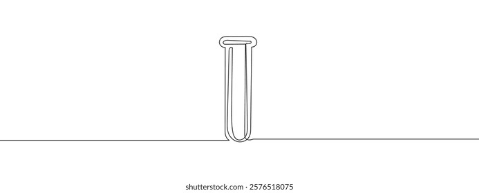 Single continuous line, test tube line art vector illustration with transparent background.