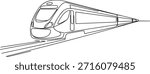 Single continuous line vector drawing of fast moving bullet train Outline illustration depicting high-speed public transportation Minimalist concept for rail travel technology and efficiency Modern transit vehicle sketch