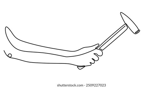 Single continuous line vector illustration of a hand holding a hammer. Perfect for illustrating hand-tool interactions in a clean, artistic manner.