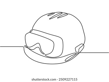 Single continuous line vector illustration of a safety helmet. Simplistic design emphasizing safety gear.