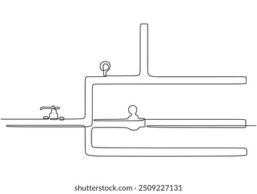 Ilustração de vetor de linha contínua única de um oleoduto. Conceito de oleoduto em um estilo minimalista.