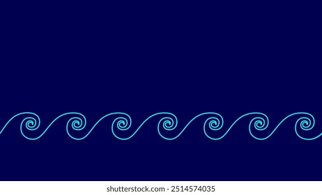  Single continuous line wave line border sea ornament. Travel wedding decoration frame seamless wavy zigzag lines pattern in abstract. Geometric style vector illustration