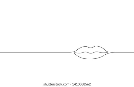 Single continuous one line art female lips. Beauty salon woman girl smile concept design sketch outline drawing vector illustration