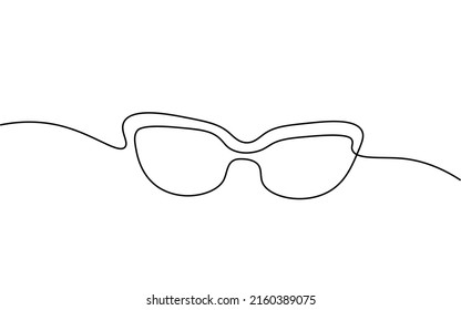 Gafas de sol de una sola línea continua. concepto de viaje tropical por mar. Dibujo de esquema de diseño ilustración vectorial