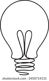 single continuous one line art idea light bulb . creative solution team work lamp concept vector eps 10