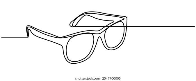 Gafas de sol de arte de una sola línea continua. Concepto de viaje tropical de vacaciones de viaje marítimo. Ilustración vectorial de dibujo de esbozo de diseño, gafas de sol classic. Gafas para protección solar. Una continua