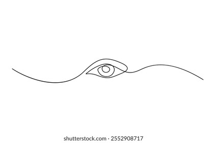 Single continuous one line art female watch eye, Eye one art continuous line drawing, visual sign. Symbol of vision. Single line of human eye icon.