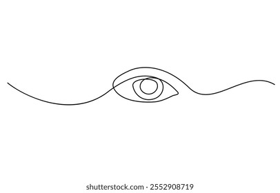 Single continuous one line art female watch eye, Eye one art continuous line drawing, visual sign. Symbol of vision. Single line of human eye icon.