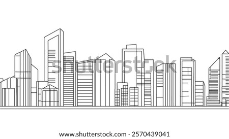Single continuous one line art city building construction. Architecture house urban apartment cityscape concept design sketch outline drawing vector illustration