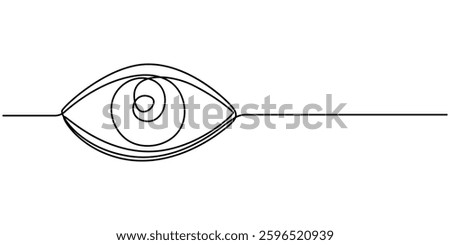 Single continuous one line art female watch eye, Eye sign in continuous line drawing style. Line art of human eye sign. Vector illustration. Abstract background, Single continuous one line art eye
