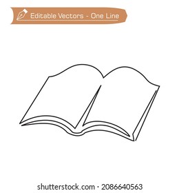 Single continuous one line drawing of book. Vector illustration of one line book drawing for icons, logos and symbols, Premium icon Thin line icon for website design and development, app development. 