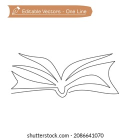 Single continuous one line drawing of book. Vector illustration of one line book drawing for icons, logos and symbols, Premium icon Thin line icon for website design and development, app development. 