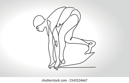 Single continuous one line drawing of swimming jump