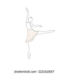 Single continuous one line drawing of classic ballet choreography concept