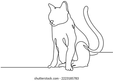 Single Continuous one line drawing of cat, cat silhouette Continuous Line Drawing. Single line draw design graphic vector illustration