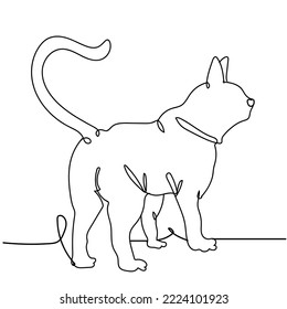 Single Continuous one line drawing of cat, cat silhouette Continuous Line Drawing. Single line draw design graphic vector illustration