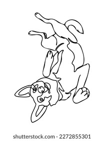 Single Continuous one line drawing of a dog. One line sketch graphic. Black and white vector illustration in minimal style