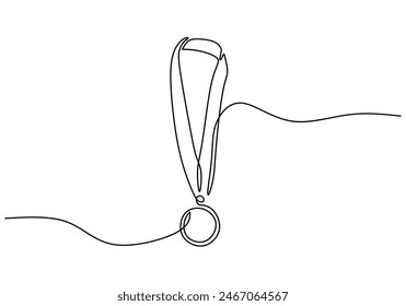 Single continuous one line drawing of medals, awards, olympics Vector illustration isolated on white background.