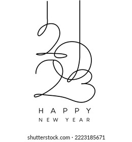 Single Continuous one line lettering 2023  Continuous line drawing text for New Year greeting card  banner  calendar design  Vector illustration