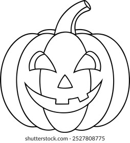 Single continuous one-line art Halloween Smiling Pumpkin 