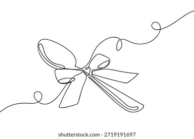A single, continuous strand of spoon tied with a bow. one line drawn. linear concept.