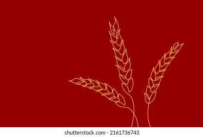 Single continuous wheat grain one line art. International food cereals production export concept. Design sketch outline drawing vector illustration