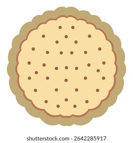 Ilustração de vetor de vista superior de cookie único em um fundo branco, biscoito, biscoito