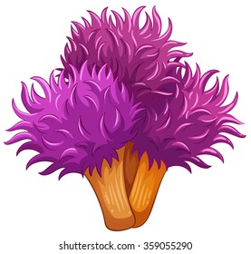 Single coral flower in purple color illustration