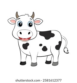 A single cow black and white cow vector illustration and background white.