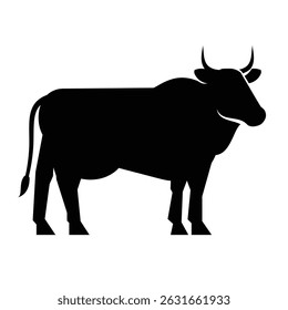 Single cow silhouette vector on white background