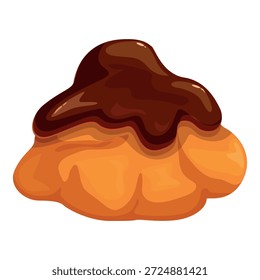 Single cream puff covered in flowing chocolate sauce, showcasing a tempting treat for dessert lovers
