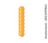 Single Crinkle Cut French Fry Illustration Isolated on White Background for Fast Food Menu Design