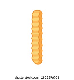 Single Crispy Golden Crinkle Cut French Fry Potato Vector Illustration Isolated on White Background