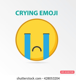 SIngle Crying emoji. Isolated vector illustration on white background.