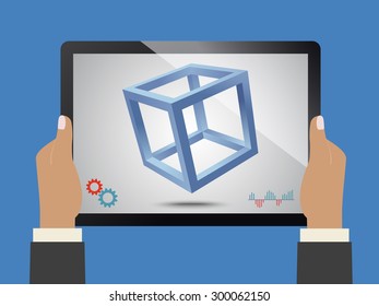 Single cube concept project on tablet computer