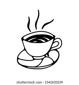 Single cup of coffee. Vector isolated sketch icons.
