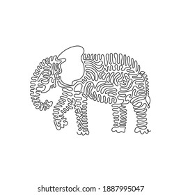Single curly one line drawing of long elephant trunk. Continuous line drawing graphic design vector illustration of huge elephant for icon, symbol, company logo, poster wall decor