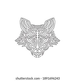 Einzelne, lockige, einzeilige Zeichnung süßer, abstrakter Fox-Kunst. Ständige Linienzeichnung grafische Design-Vektorgrafik freundlicher Haustiere für Ikone, Symbol, Firmenlogo, Plakatwand-Dekoration