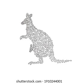 Single curly one line drawing of kangaroos possess powerful hind legs. Continuous line drawing graphic design vector illustration of muscular kangaroo for icon, symbol, company logo, boho decor