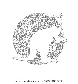 Single curly one line drawing of cute kangaroo abstract art. Continuous line drawing graphic design vector illustration of powerful kangaroo hind legs for icon, symbol, company logo, boho poster