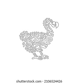 Single curly one line drawing of large and stout birds  abstract art. Continuous line draw graphic design vector illustration an extinct species of bird for icon, symbol, company logo, poster decor