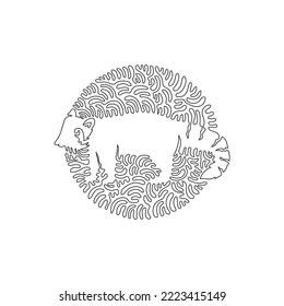 Single curly one line drawing of adorable red panda abstract art. Continuous line draw graphic design vector illustration of long tailed cute mammal for icon, symbol, company logo, poster wall decor