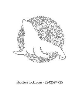Single curly one line drawing of wing foot sea lion abstract art. Continuous line draw graphic design vector illustration of marine mammals for icon, symbol, company logo, poster wall decor