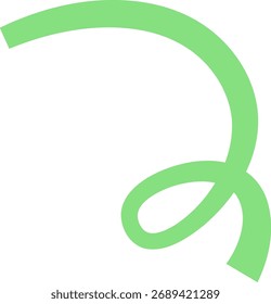 A single curved line forming a loop in a smooth vector style. The illustration depicts a flowing shape with a gentle twist. Cartoon vector illustration.
