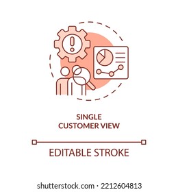 Single customer view terracotta concept icon. User database. Unified client record abstract idea thin line illustration. Isolated outline drawing. Editable stroke. Arial, Myriad Pro-Bold fonts used