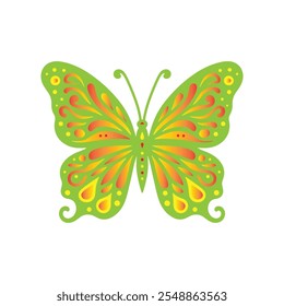 A single cute butterfly vector illustration isolated on a white background.