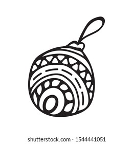 Single cute christmas tree toy. Vector isolated sketch icons.