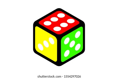 Single cute colourfull dice vector