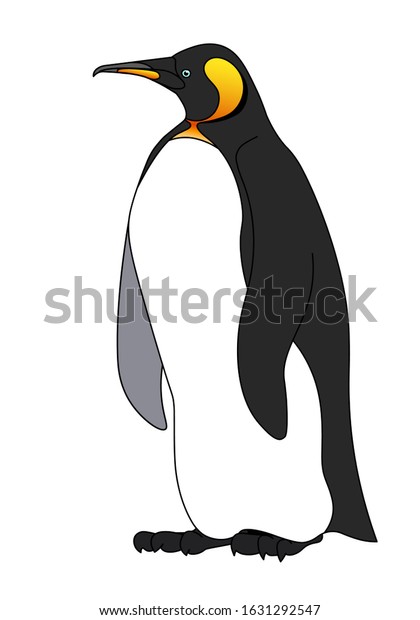 Single Cute Emperor Penguin Yellow Beak Stock Vector (Royalty Free ...