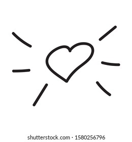 Single cute heart - sun in doodle style. Hand drawn vector illustration for greeting cards, posters, stickers and seasonal design.